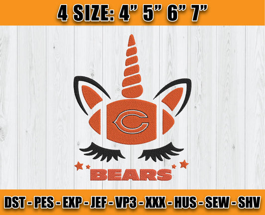 Bears Embroidery, Unicorn Embroidery, NFL Machine Embroidery Digital 132