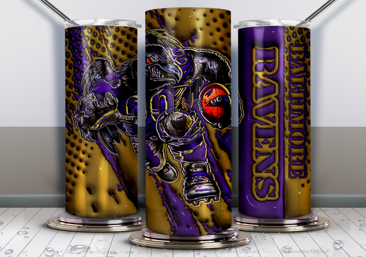 Ravens Tumbler Wrap , 3D Nfl Tumbler Wrap, Nfl Mascot Tumbler  02