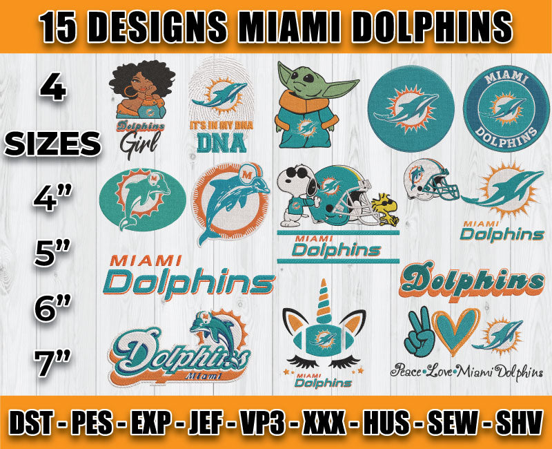 Miami Dolphins Football Logo Embroidery Bundle, Bundle NFL Logo Embroidery