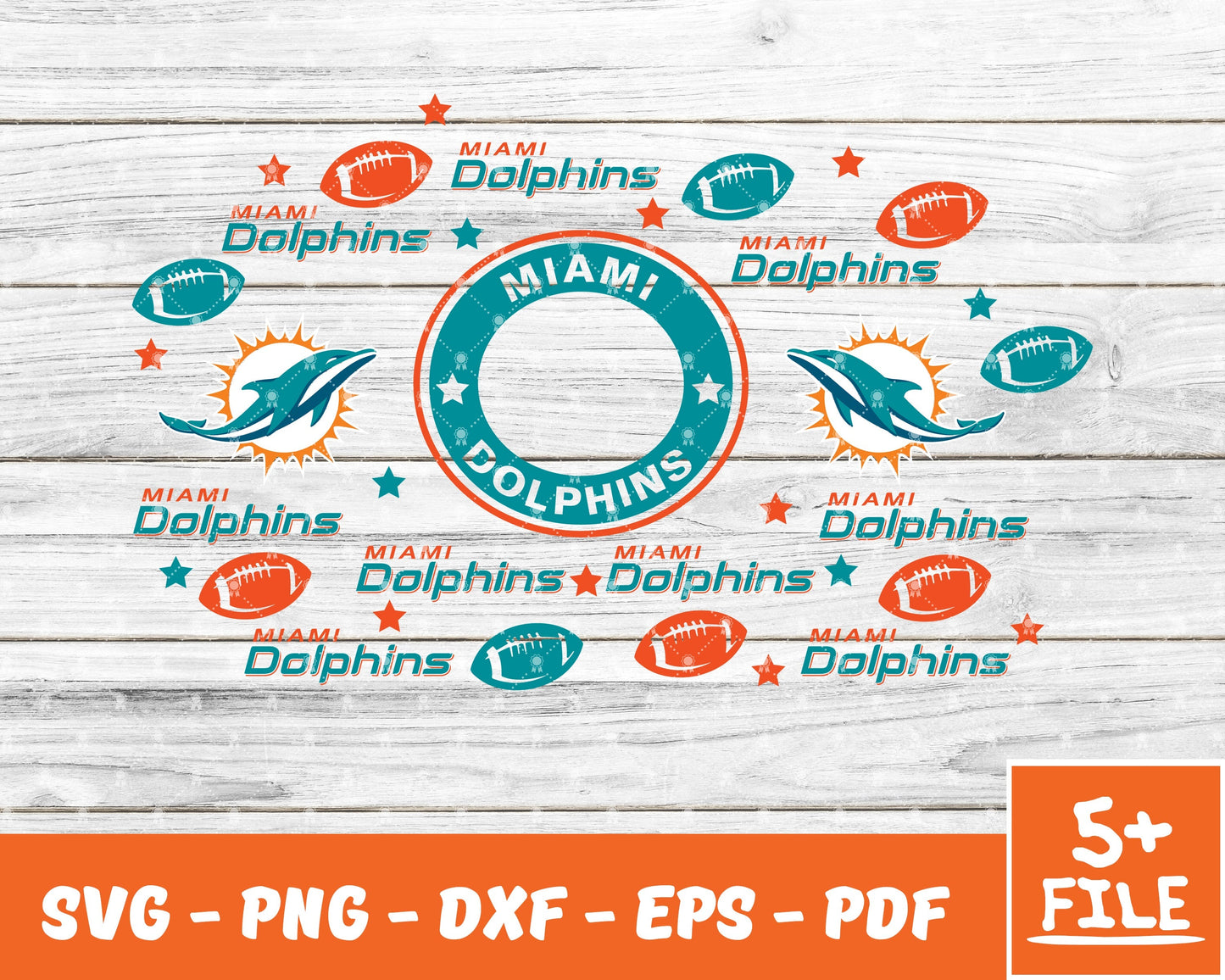 Miami Dolphins Full Wrap Template Svg, Cup Wrap Coffee 20