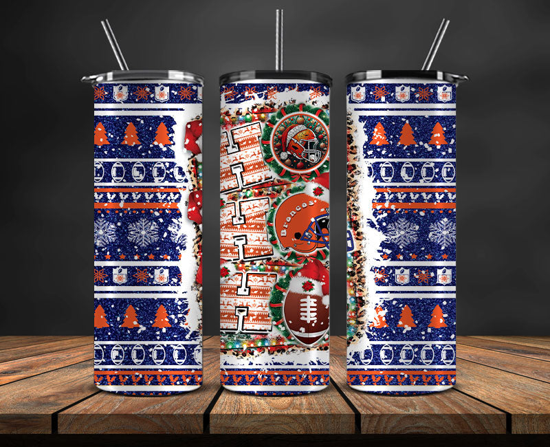 Denver Broncos Christmas Ho Ho Ho Tumbler Wrap,  NFL Patterns Christmas Png 21