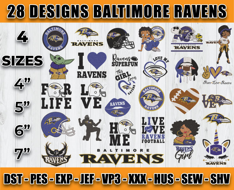 Baltimore Ravens Football Logo Embroidery Bundle, Bundle NFL Logo Embroidery