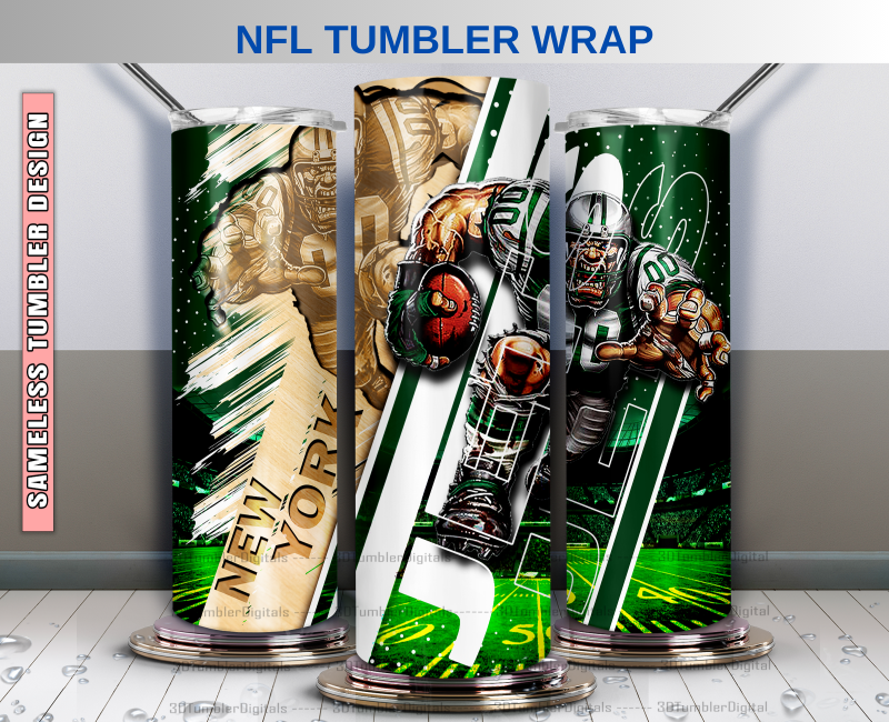 NY Jets Tumbler Wrap , Nfl Wood Mascot Tumbler Wrap, Nfl Mascot Tumbler 44