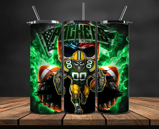 Green Bay Packers Fire Tumbler Wraps,NFL Tumbler Wrap By AI, AI Tumbler Design 44