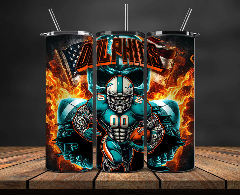 Miami Dolphins Fire Tumbler Wraps,NFL Tumbler Wrap By AI, AI Tumbler Design 52