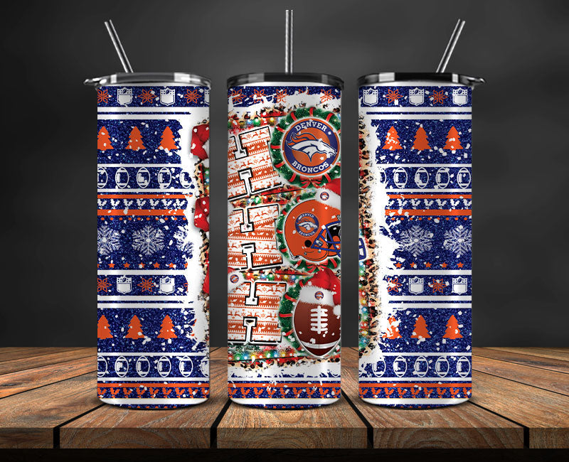 Denver Broncos Christmas Ho Ho Ho Tumbler Wrap,  NFL Patterns Christmas Png 53