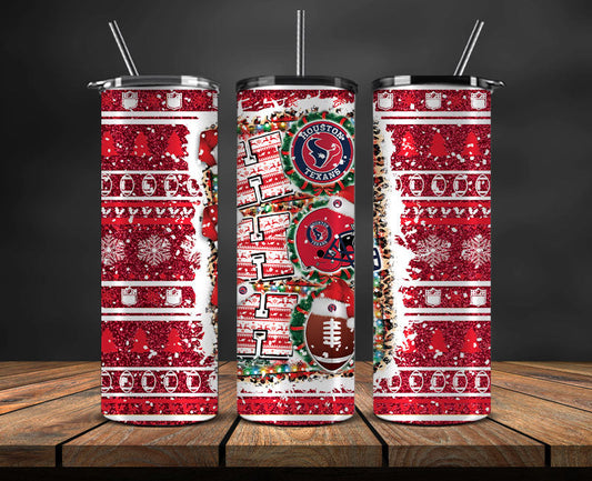 Houston Texans Christmas Ho Ho Ho Tumbler Wrap,  NFL Patterns Christmas Png 54