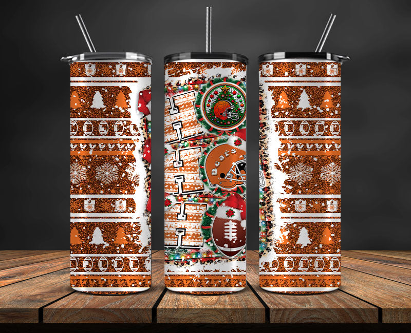 Chicago Bears Christmas Ho Ho Ho Tumbler Wrap,  NFL Patterns Christmas Png 05