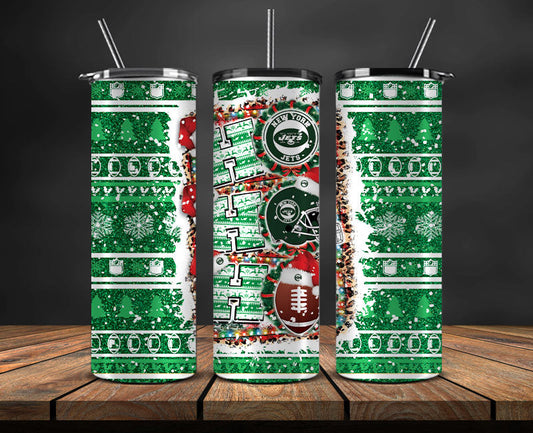 New York Jets Christmas Ho Ho Ho Tumbler Wrap,  NFL Patterns Christmas Png 61